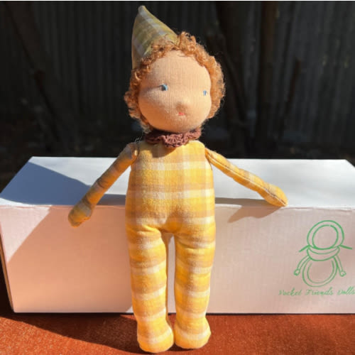 Handmade Organic Cotton Soft Doll | Yellow Plaid