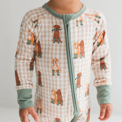 Green Pup Friends Zipper Romper – In My Jammers