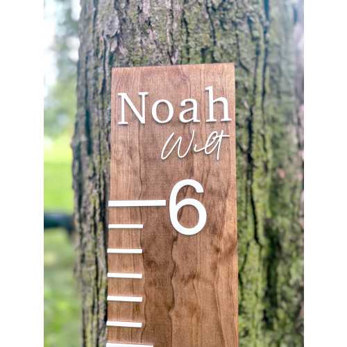 Personalized Wood Growth Chart: 3D Name, Nursery Decor Ruler