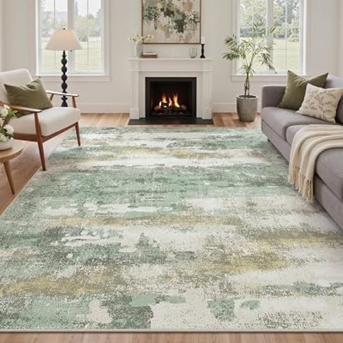 BEIMO 6x9 Green Abstract Area Rug, Washable Non-Slip for Bedroom
