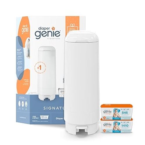 Diaper Genie Signature Pail Gift Set with 2 Easy Roll Refills, 48 bags