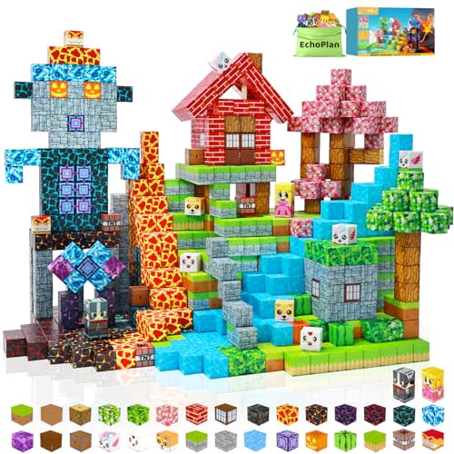 EchoPlan 150PCS Magnetic Blocks, Magnetic Building Blocks, STEM Constructions Magnet Blocks for Boys Girls Age 3 4 5 6 7 8 9 10, Sensory Stacking Toy Christmas Birthday Gifts for Kids, 1" Large Size