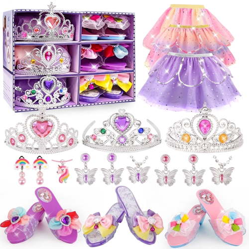 LINXUXIE Princess Dress up Set,Toys for Kids,Toddler Girls Dresses,Dress up Birthday Gift for 1-3 3-5 5-8 Year Old Girls
