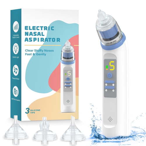 syenll Electric Nasal Aspirator for Baby, 5 Suction Levels, 3 Silicone Tips, Rechargeable