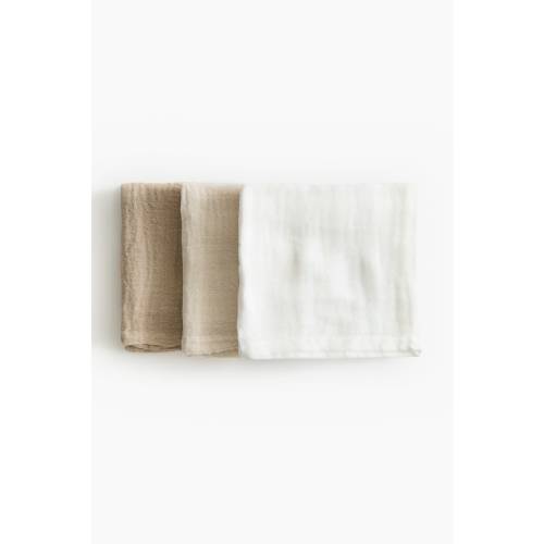Beige/white 3-Pack Muslin Cloths at H&M Home | H&M US