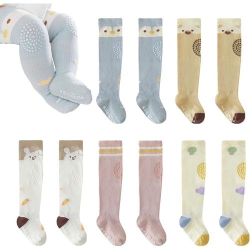 Baby Toddlers Knee High Non Slip Socks with Grips Girl Boy Non-Skid Socks Newborn Infant Floor Crawling Tube Stockings