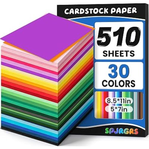 510 Sheets 120 GSM Colored Paper 8.5" X 11" & 5" X 7" Construction Paper 30 Assorted Colors Construction Paper Bulk Colored Printer Paper for DIY Crafts School Supplies Card Making Cricut