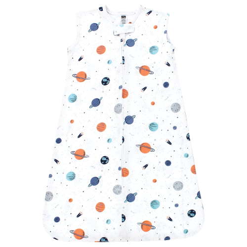 Hudson Baby Unisex Baby Cotton Sleeveless Wearable Sleeping Bag, Sack, Blanket, Space, 0-6 Months