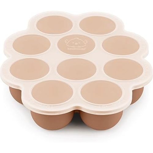KeaBabies Silicone Baby Food Freezer Tray with Clip-on Lid, 2oz x 10 Pods Baby Food Freezer Molds, Breast Milk Freezer Tray, Dishwasher, Microwave, BPA-Free Baby Food Storage Tray (Sandstone)