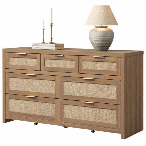 Bay Isle Home™ Chada 56.88" W Bohemian Rattan 7-Drawer Dresser With Ample Storage & Reviews | Wayfair