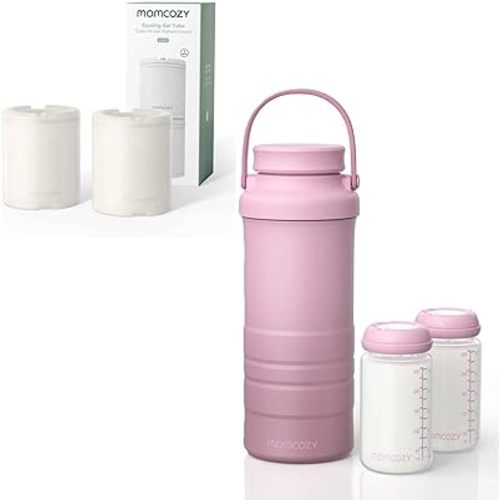 Momcozy Cooling Gel Tube & 22oz Portable Breast Milk Cooler for Outdoor