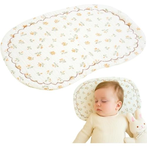 Jack & Jill & Baby Ultra-Flat Baby Comfort Support Pad 100% Muslin Cotton | Flat, Pad-Like Design | Breathable & Washable (Blossom Kiss)