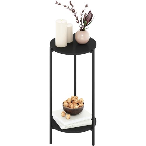 Besi 2-Tier Table | Tall Metal Leg |Americano