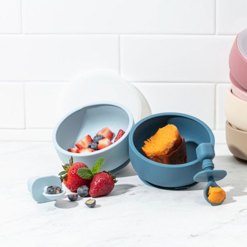 Baby Feeding Set – Silicone Bib, Bowl & Spoons for Self-Feeding, First Stage Baby Must-Haves, Gum-Friendly, BPA-Free, Easy to Clean