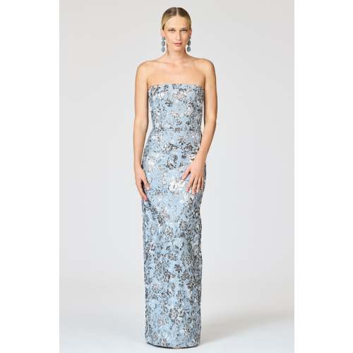 METALLIC CLOQUE SOPHIA GOWN in PEWTER GARDENS | Sachin & Babi