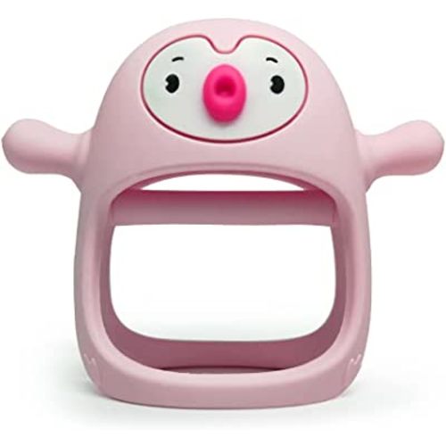 Smily Mia Penguin Teether for Babies 0-6Months, Pacifier Teething Toys for Babies 6-12Months,Ultimate Baby Registry & Shower Gift, Infant Handle Toys for 0-3Months Baby Girls, Old Roze…
