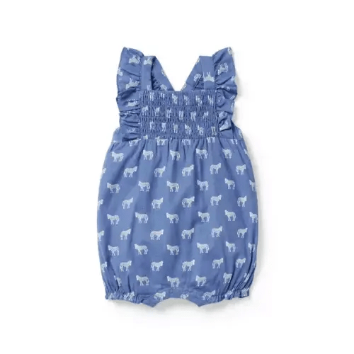 Baby Lisbon Blue Zebra Baby Zebra Smocked Romper by Janie and Jack