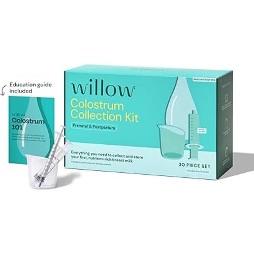 Willow - Colostrum Collection Kit - Colostrum Collector - Collection Cup, 20 Syringes, Lables & Storage Case - Breastfeeding Essentials - Hospital Bag Essentials