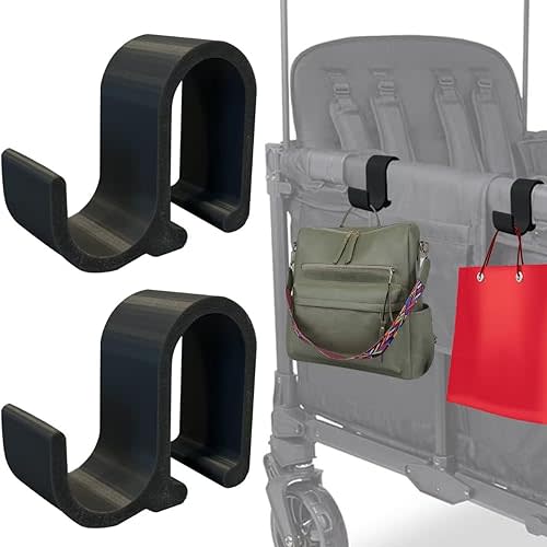 Multipurpose Side Hook Compatible with Wonderfold Wagon - 2 Pack（Black）,Expands Side Space | 50 LBS Capacity | Stroller Wagon Accessory