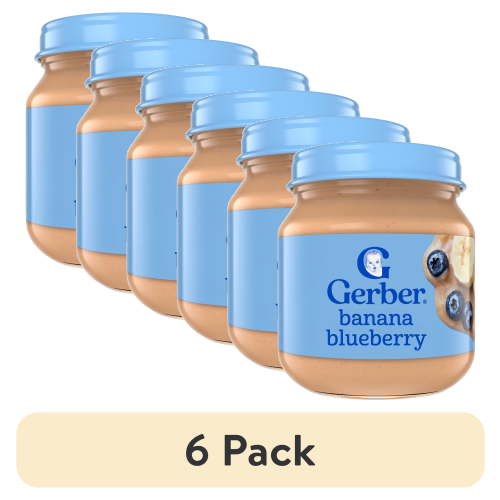 (6 pack) Gerber 2nd Foods Natural for Baby Wonder Foods Baby Food, Banana Blueberry, 4 oz Jar
