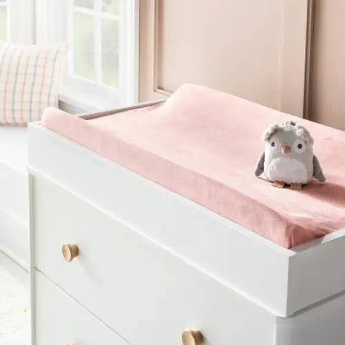 Discover Classic Retro Velvet Polyester Spandex Changing Pad Cover - Pink - Cloud Island™ at Little Luxe Store in Massachusetts United States of America.