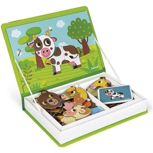 Janod MagnetiBook 41 pc Magnetic Animal Mix and Match Game - Creative Play - Enhances Motor Skills - Develops Dexterity and Coordination - Easy Storage, Educational, Safe | Creative Educational Play - Enhances Motor Skills - Develops Dexterity and Coordin
