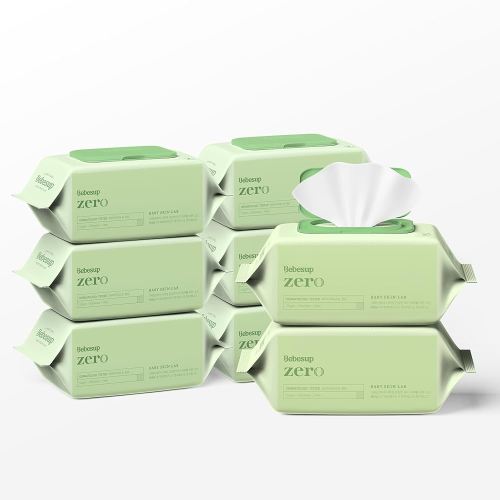 BEBESUP- Korea’s #1 Zero Harsh Chemicals Baby Wipes- Water Based Hypoallergenic Unscented Extra-Thick Organic baby wipes for sensitive skin Zero skin irritants Flip-Top 640 Count (8 Packs)