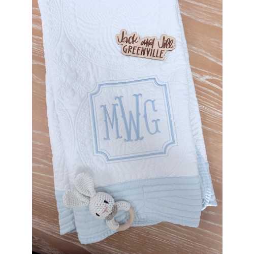 Baby boy Embroidered Classic Monogram Quilt