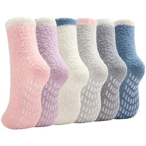 Slipper Socks for Women Men Grip Hospital Socks with Grips Fuzzy Non Slip Warm Womens Gifts