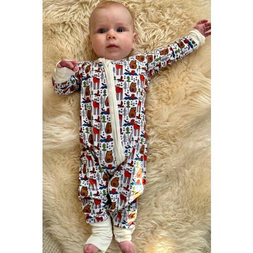 Alaska Animals Baby and Toddler Pajamas- super soft bamboo/viscose/spandex blend UPDATED in 2024vwith teal blue cuffs