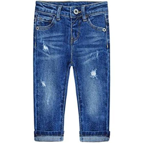 KIDSCOOL SPACE Baby Girl Boy Jeans,Little Kid Elastic Band Inside Ripped Denim Jeans Pants