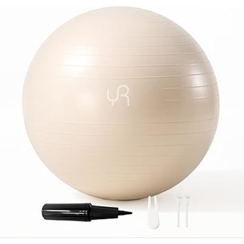 YR Exercise Ball 21.6''/25.6''/29.5'' Yoga Ball for Workout Pregnancy Stability, Anti Burst Fitness Ball for Home Gym & Office Chair, Core & Balance Training, Physical Therapy - White