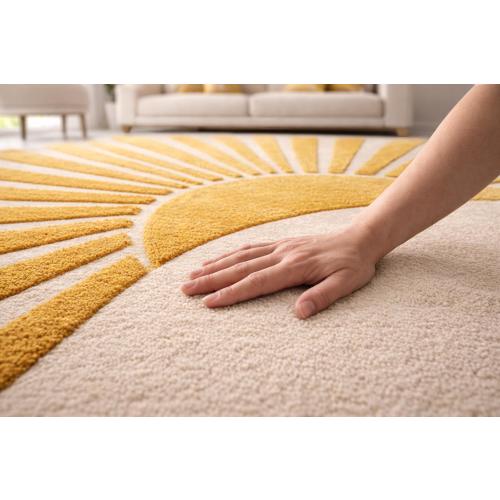 Handmade Sun Rug for Kids Room, Yellow Sunburst Wool Rug, Gender Neutral Nursery, Custom Hand Tufted Rug