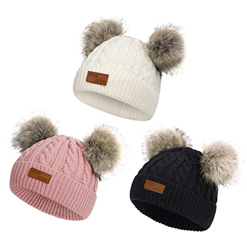 Century Star 6-36 Months Toddler Beanie - Baby Girl Winter Hats Warm Knit Baby Beanie Infant Pom Pom Cap