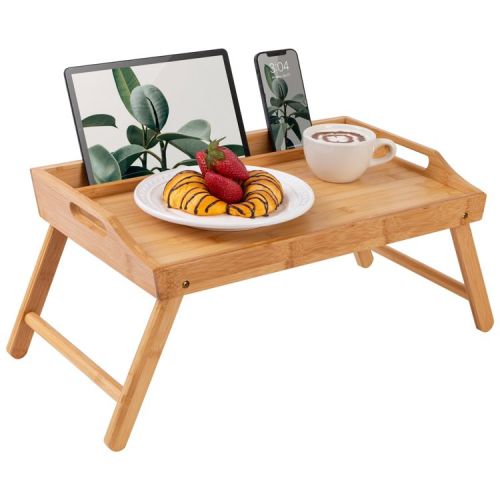 Rossie Home Media Bed Tray, Natural Bamboo