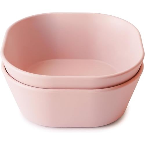 mushie Square Dinnerware Bowls for Kids | Made in Denmark, Set of 2 (Blush)