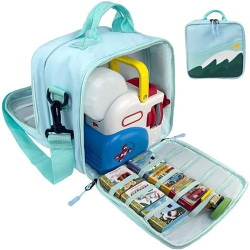 Carrying Case Compatible with Little Tikes Story Dream Machine Books Starter Set，Kids Toys Storage Case for Little Tikes Storybook, Audio Play, Character ,with Handle and Shoulder Strap (light green)