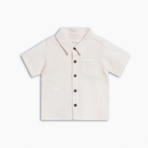 Landon Seersucker Collared Button Down Shirt - Coconut
