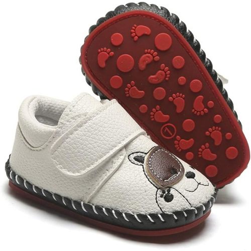 HsdsBebe Baby Boys Girls Pu Leather Hard Bottom Walking Sneakers Toddler Rubber Sole First Walkers Infant Cartoon Slippers Crib Shoes