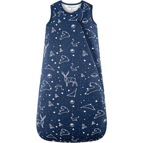 Mosebears Unisex Rayon Made from Bamboo Sleep Sack with 2-Way Zipper,2.5 Tog Baby Winter Sleep Sack(Navy Blue,0-6 Months)