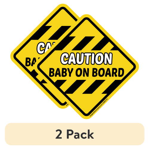 (2 pack) Imagine This Caution Baby on Board Yellow and Black Removable and Reusable Car Magnet for Parents