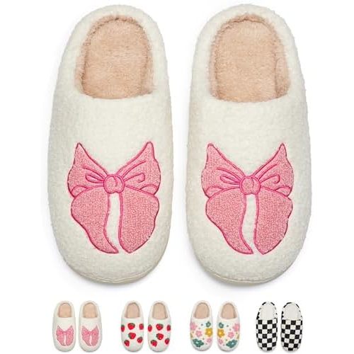 Cute House Slippers for Women Men Warm Cozy House Shoes Fuzzy Home Slippers with Memory Foam Indoor and Outdoor