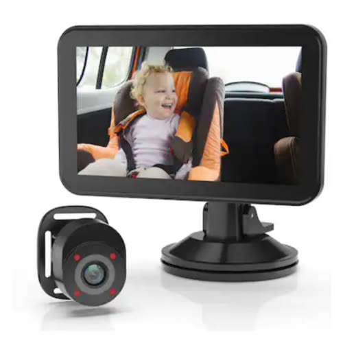 Rexing - BC500 In-Car Baby Cam with Monitor – HD 1080p & Infrared Night Vision - Black
