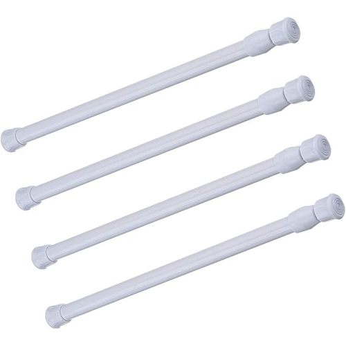 Cupboard Bars Tension Rods, 4 Pack Spring Tensions Rods 11.8-20 Inches Steel Adjustable Tension Curtain Rod Closet Rod Window Rods (White)