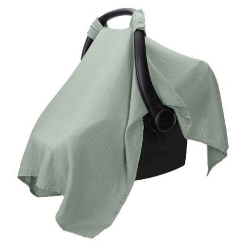 Muslin Cotton Baby Car Seat Cover, Universal Fit Carseat Canopy Covers for babies, Girls and Boys By Comfy Cubs, Color: Fern