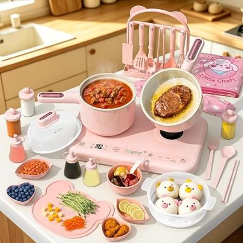 Gotoofun Kids Cooking Sets Real - Multifunctional Dual Stove & Safe Knife Set, Montessori Cooking Tools for Beginner Chefs Ages 8-12