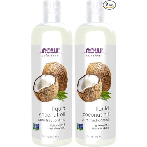 NOW Solutions, Liquid Coconut Oil, Light and Nourishing, Promotes Healthy-Looking Skin and Hair, 16-Ounce (Pack of 2)