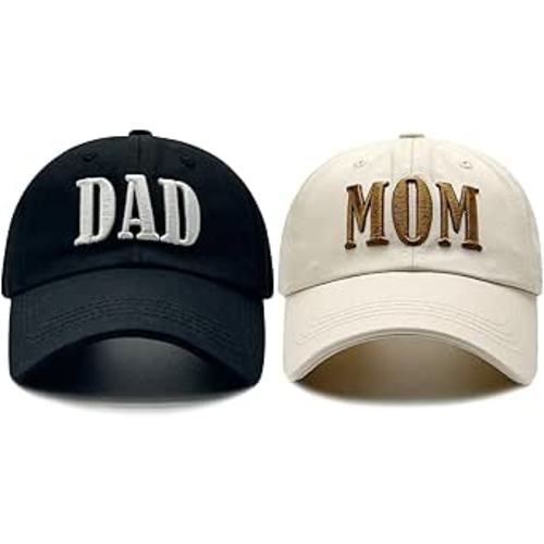 2 Pack Mom and Dad Hats, Baseball Caps for Couples, Pregnancy Announcement Gifts for New Parents