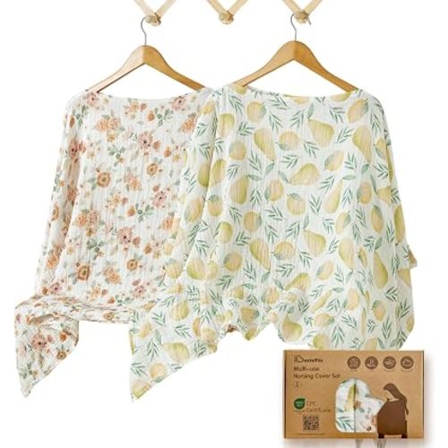 Cotton Muslin Nursing Cover, 2 Pack, 360° Full Privacy Poncho
