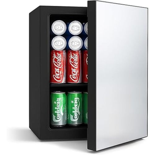 DOGHLY 0.95 Cu.Ft Mini Refrigerator and Beauty Fridge, 24 Cans Mini Fridge with Mirror Door, Temperature Control, Removable Shelf, Compact Cooler for Bedroom, Dorm, Office, Beverage Beauty Storage